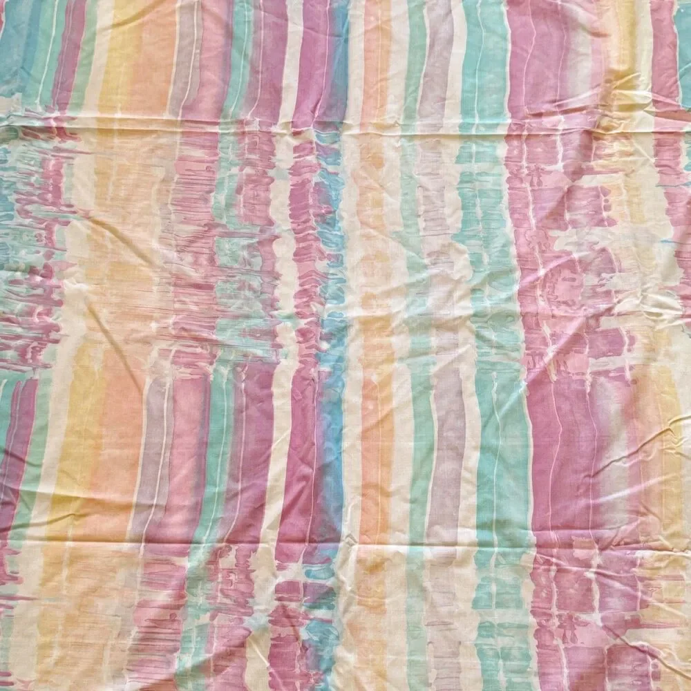 Mary McFadden Martex Pastel Abstract Flat Sheet Twin Windrifts ? Teal Yellw Pink